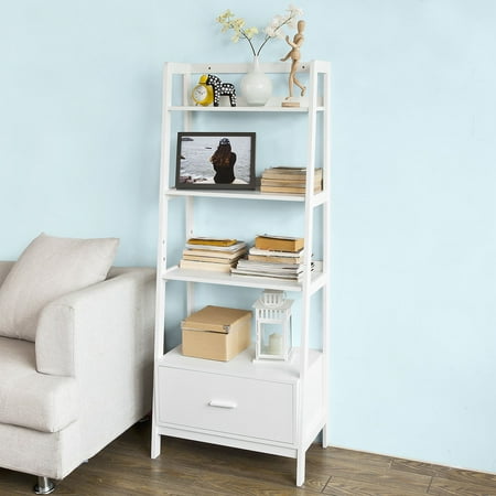 ladder shelf bookcase five tier sobuy frg116w white storage displayshelving ladder shelf bookcase with drawer and ladder shelf bookcase five tier sobuy frg116w white storage displayshelving ladder shelf bookcase with drawer and
